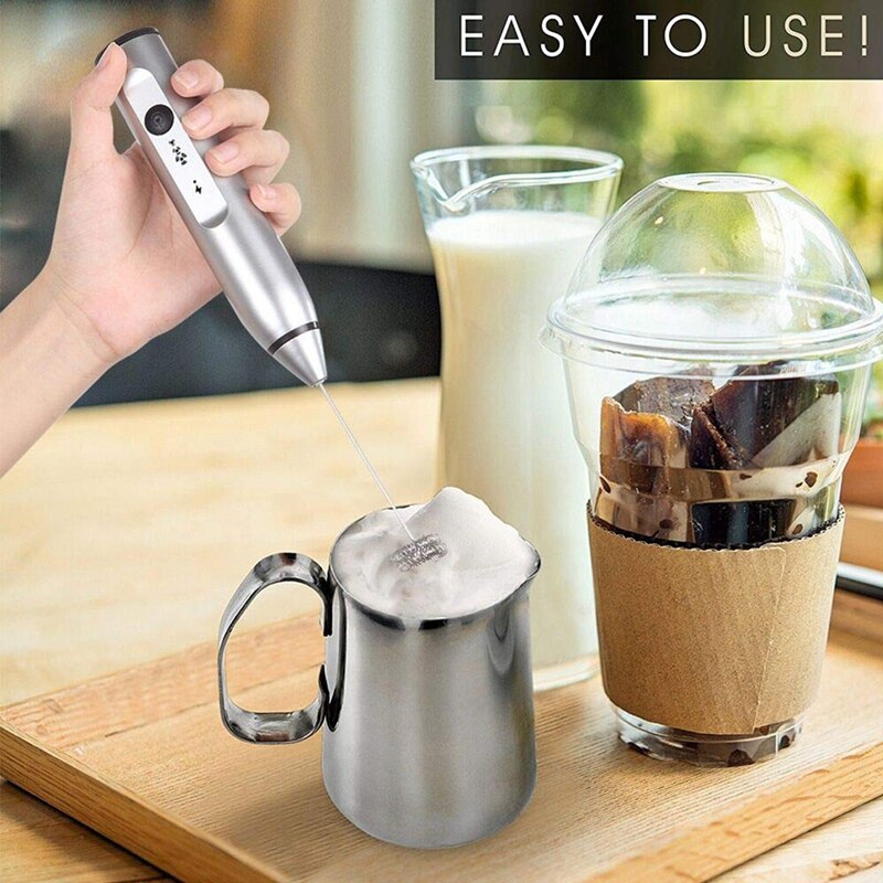 Cafetera eléctrica de espuma manual para espumar leche con 2 muelles de acero inoxidable, batidor de huevos, máquina de espuma de leche