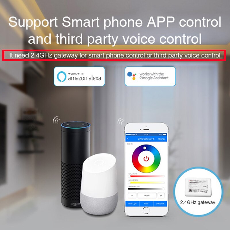 Upgrade 2.4Ghz Rgb + Cct Led Strip Controller DC12 ~ 24V Dimbare Driver 6A/Ch Voor rgb + Cct Led Strip Kan Remote/Voice Control