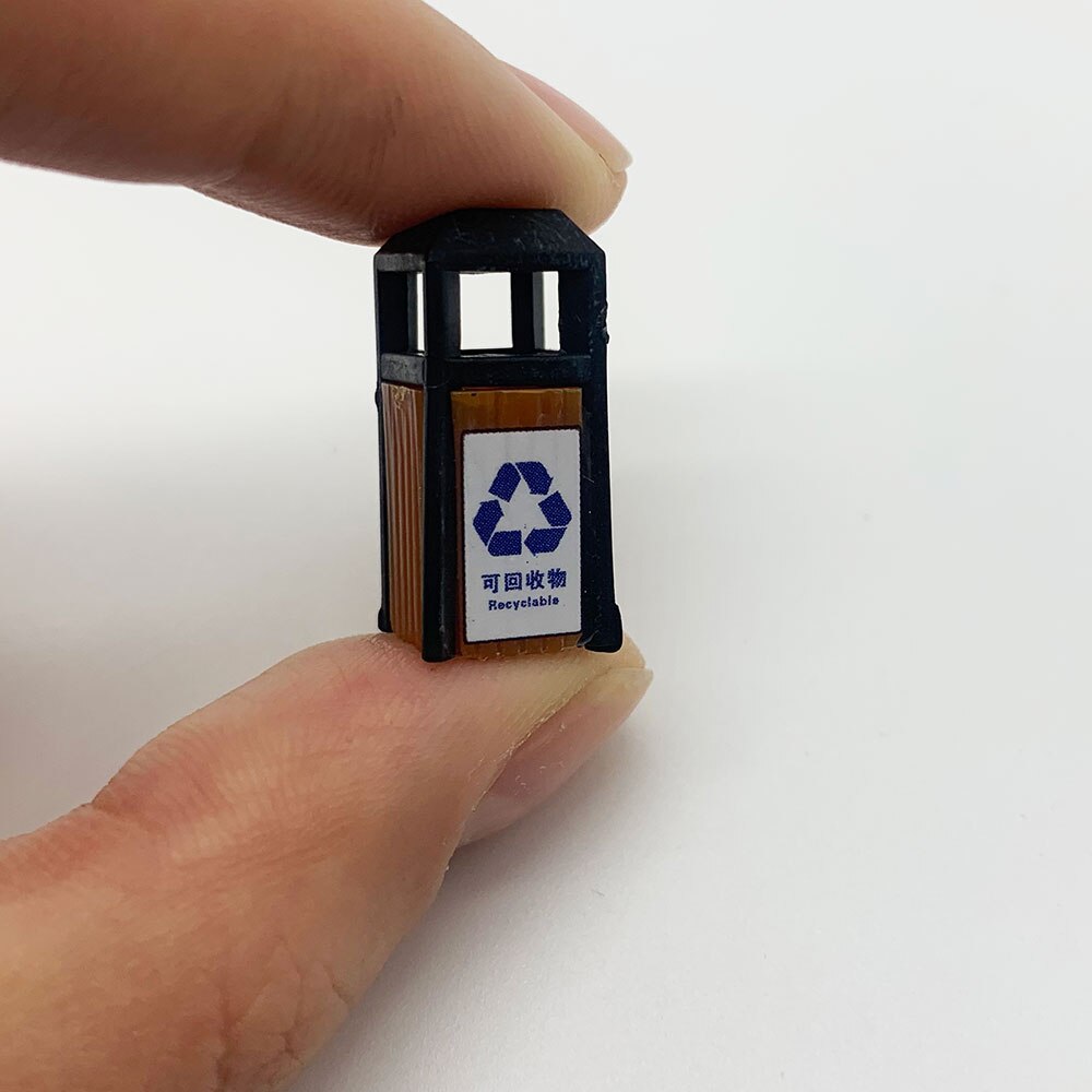 5 Pcs 1/87 HO Scale Model Garbage Trash Can Rubbish Bin Model Train Railway Layout