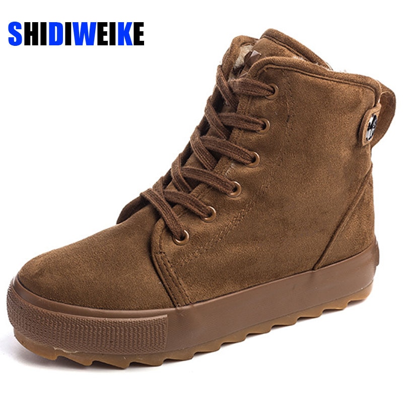 Ankelstøvletter dame vinter snø korte støvler dame uformelt plattformstøvler svarte kilesko til kvinner bota feminina