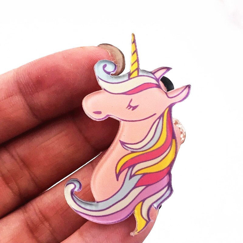 1Pcs Kleurrijke Dier Cartoon Pin Acryl Paard Eenhoorn Badge My Little Poni Icoon Broche Voor Meisjes Beloningen Decoratie Op zak Hoed: Gun Metal