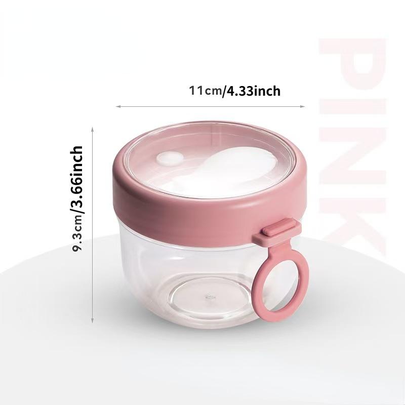 Portable Breakfast Cup with Leak-Proof Lid, Overnight Oats Bowl with Spoon, Microwave Safe Salad Bowl, Yogurt Cup, Milk Bottle