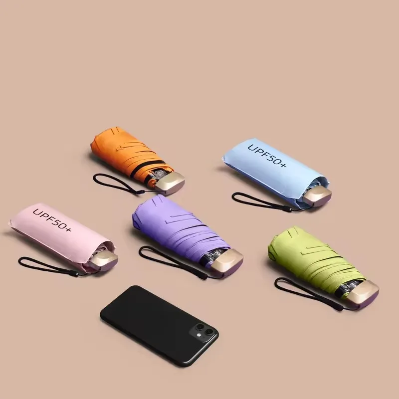 Mini Sonnenschirm kleine Tasche Regen Reises chirm Vinyl Falt schirm UV-Schutz Sonnenschutz Tasche Sonnenschirm Kapsel