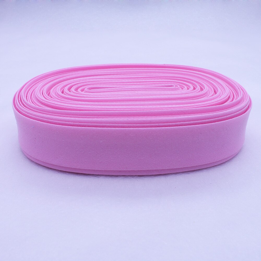 Polyester / Cotton 1" 25mm T/C Bias Binding Tape For Sewing Trimming Single Fold Ribbon Solid Color DIY 25yards/Roll: Pink