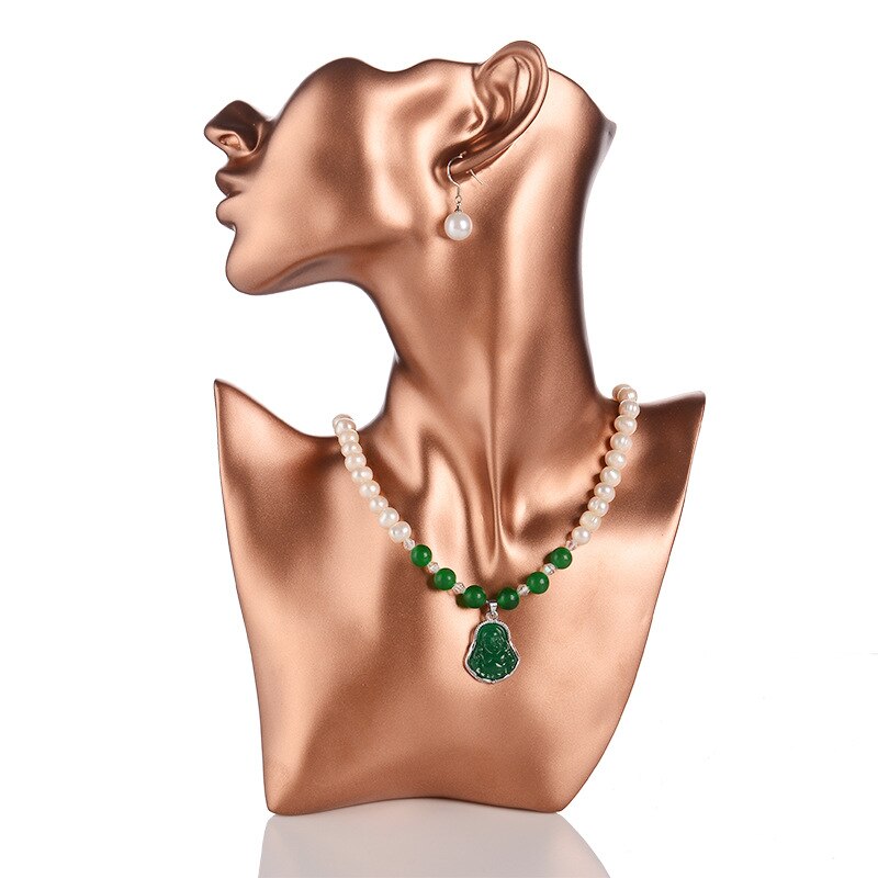 Elegante Resina Mannequin Anello Dell'orecchino Del Braccialetto Del Pendente Dei Monili Mostra Della Collana Del Supporto Del Basamento Del Busto Modello di Mostra Mostra Decorare Contatore Kit: Neck Gold