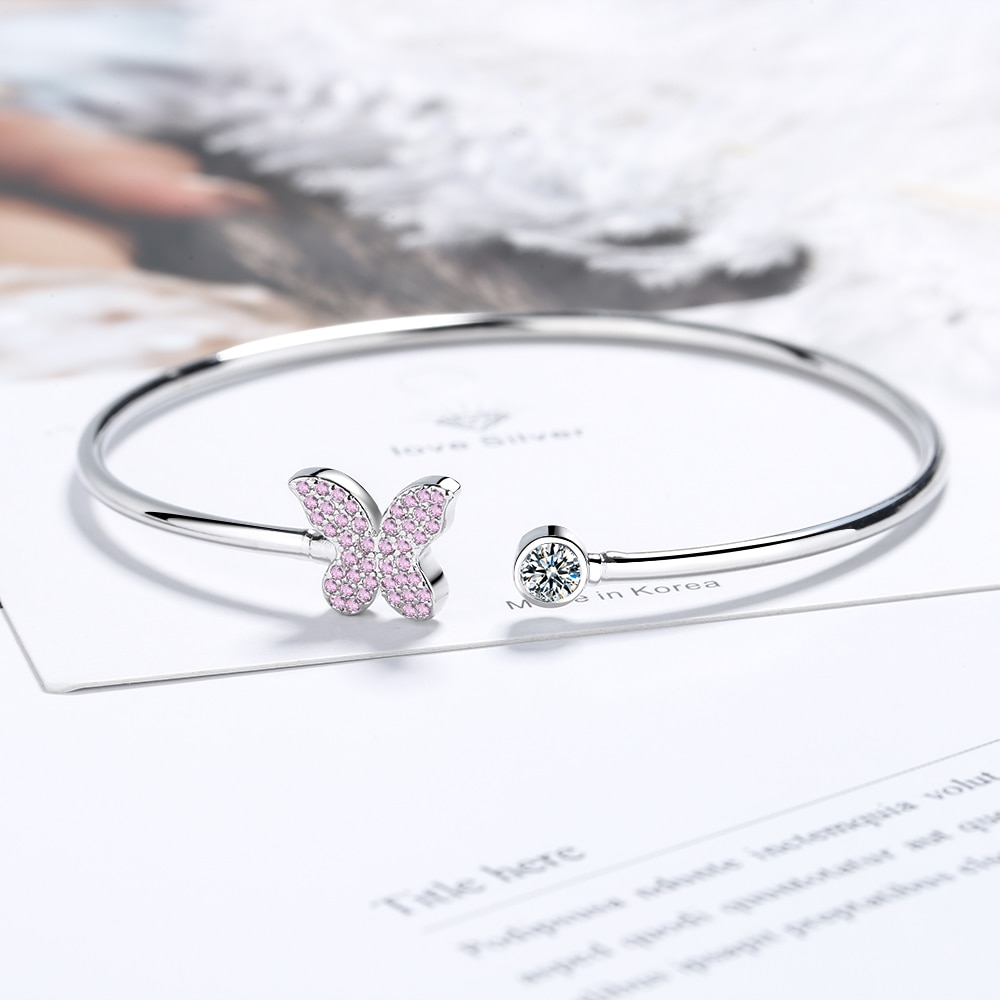 Butterfly Dragonfly Heart CZ Zircon Adjustable Cuff Bangle & Bracelets For Women Girls Luxury Sipmle Trendy Jewelry S-B2178