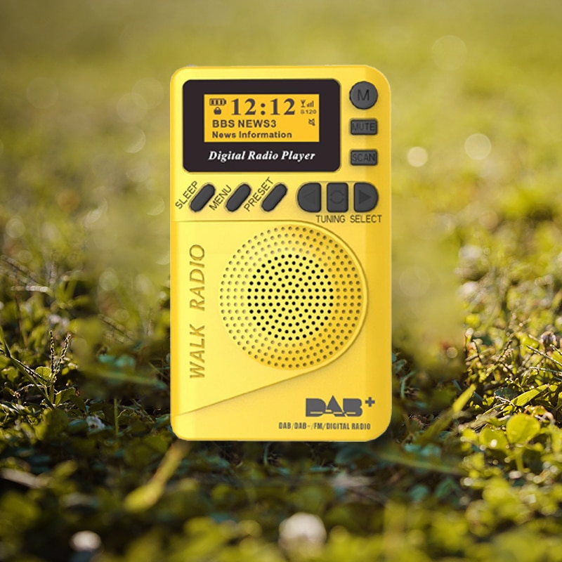 P9 mini lomme radio bærbar dab+ digital radio oppladbart batteri fm radio lcd vise eu  p9 dab+høyttaler