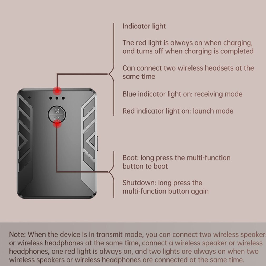 T19 Wireless Receiver Transmitter Two In One Wireless 5.0 Adapter Hands Free Call Receiving And Transmitting