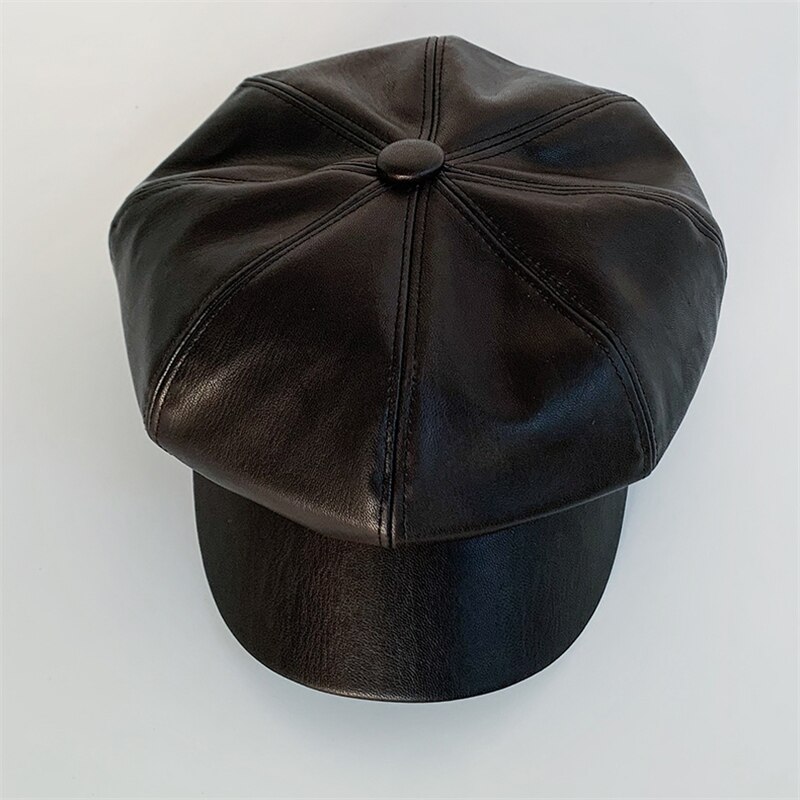 Cokk læder kasket hat kvinder efterår vinter avisdreng kasket baret femme hatte til kvinder sorte damer vintage hatte gorros baret