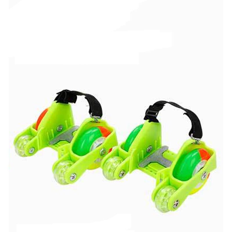 Patines de ruedas luminosos intermitentes, zapatos seguros para niños, patines deportivos de doble fila para patinaje sobre ruedas para adultos y niños: Green