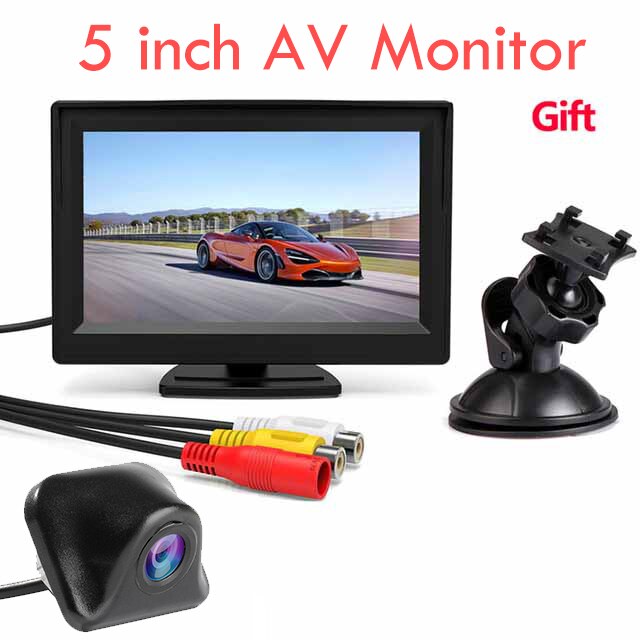 5 inch TFT LCD Screen Car Monitor HD800*480 Reversing Parking Monitor with 2 Video Input For Reverse Rearview Camera: Black 5 inch 009