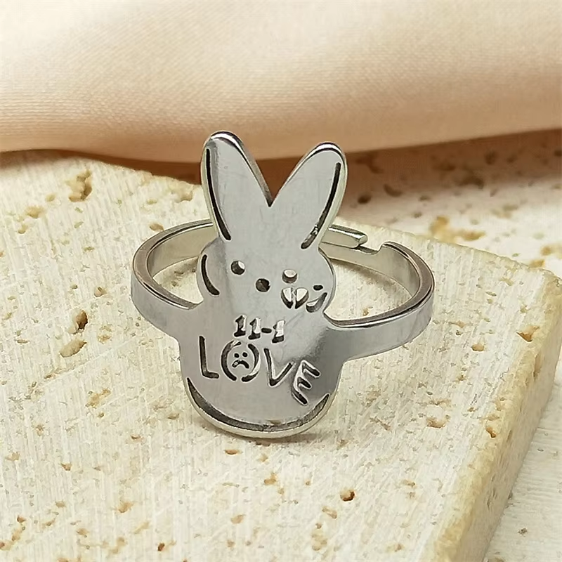 Kpop Lil Peep Rabbit Sad for Love Couple Pendant Necklace for Women Men Stainless Steel Music R.I.P Chain Jewelry Collar Fans: SILVER PLATED