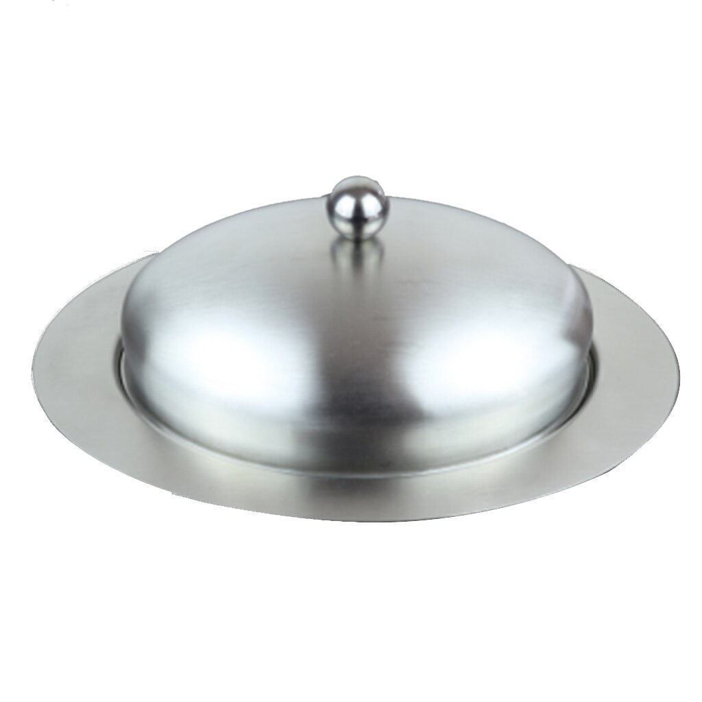Multi-purpose Stainless Steel Butter Dish with Lid, Restaurant/Hotel Steak Salad Fruit Serving Tray, Buffet Food Container