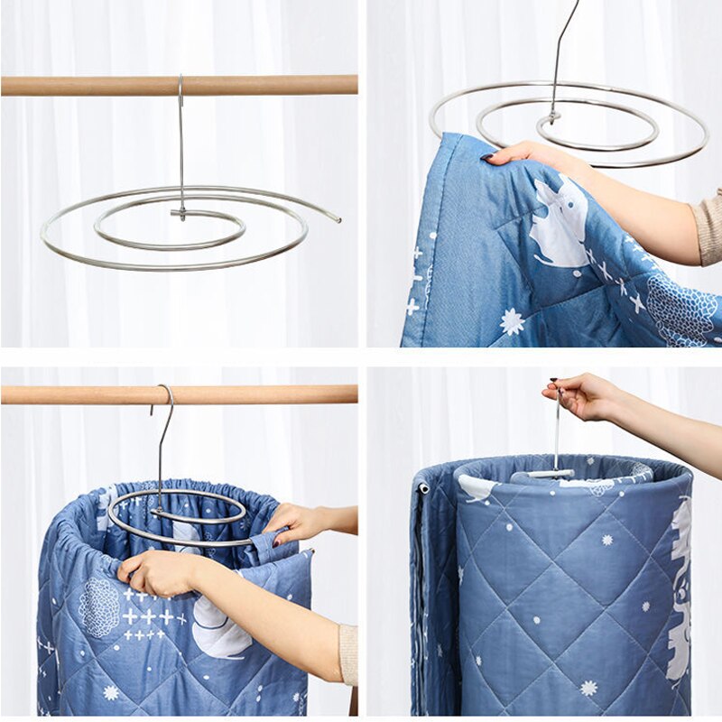 Spiraal Dekbed Lakens Hanger Roestvrij Staal Roterende Droogrek Bespaar Ruimte Deken Hanger Ronde Voor Outdoor Huis Balkon