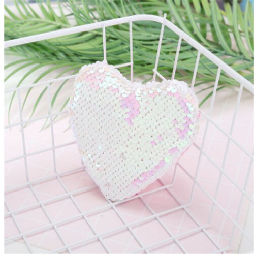 Sequins Loving Heart Kids Coin Purses Girls Mini Messenger Bag Shoulder Bag Ladies Small Sequin Coin Purse Child Bag: Pink