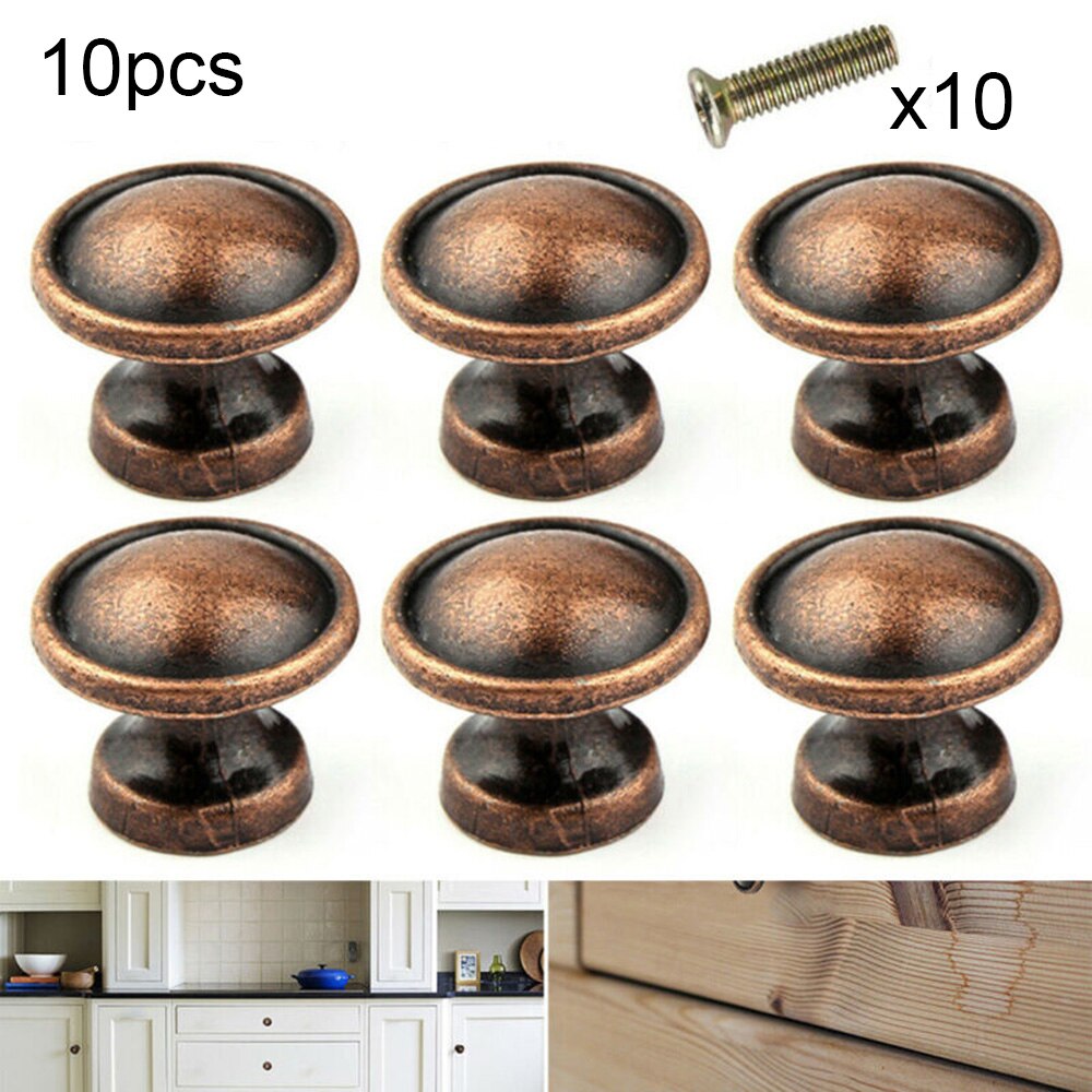 10Pcs Brushed Copper Door Knobs Kitchen Cabinet Drawer Door Furniture Handles Brand And