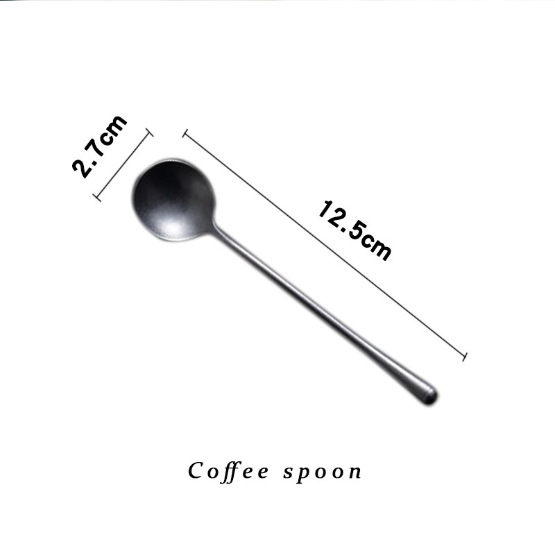 Silber 304 Edelstahl Westlichen Besteck einstellen retro Abendessen Messer Gabel Löffel einstellen Spezielle Gabeln Kaffee Tee Löffel Obst Gabel: Grau