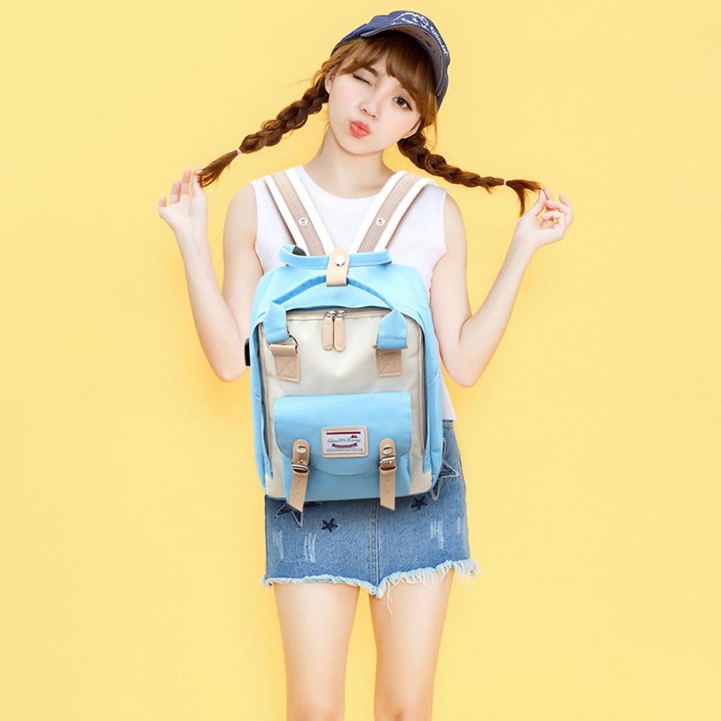 Korean Style Nylon Backpack For Women Simple Youth Travel Backpack Leisure School Bag Tote For Teen Girl Shoulder Bag 8