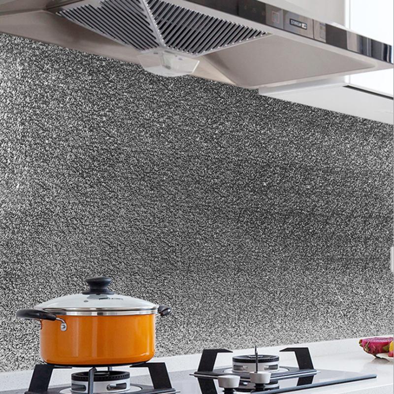 Keuken Olie-Proof Waterdicht Stickers Anti-Fouling Hoge Temperatuur Aluminiumfolie Zelfklevend Behang Kachel Kast stickers