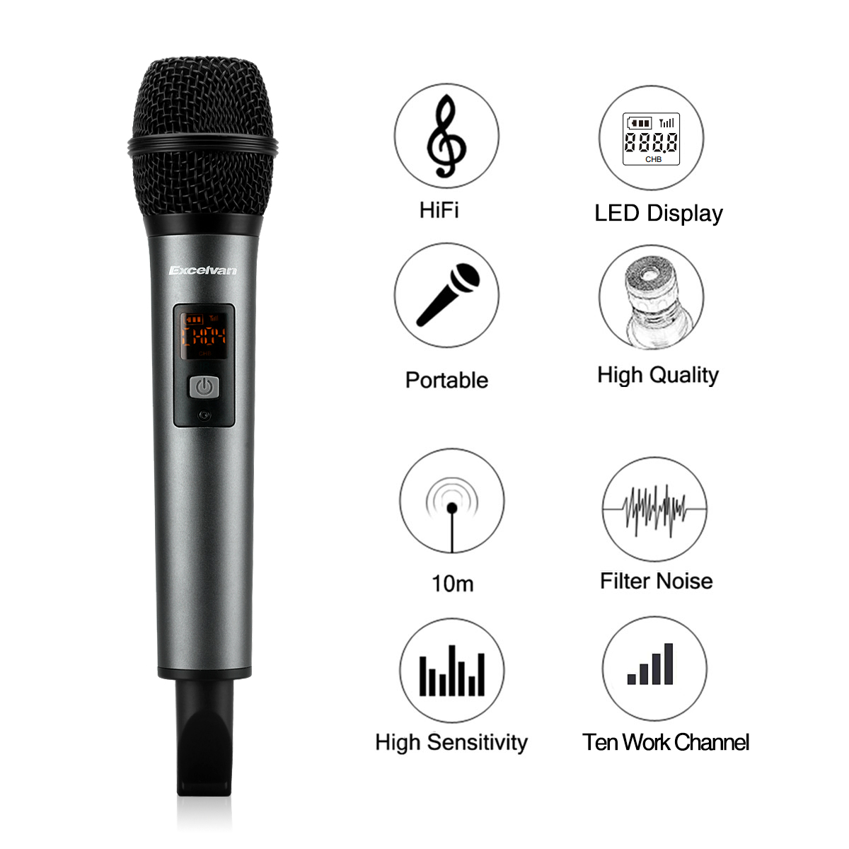 Micrófono inalámbrico Bluetooth de excelente van K18V con aplicación de soporte de Receptor para conferencia de entretenimiento en casa