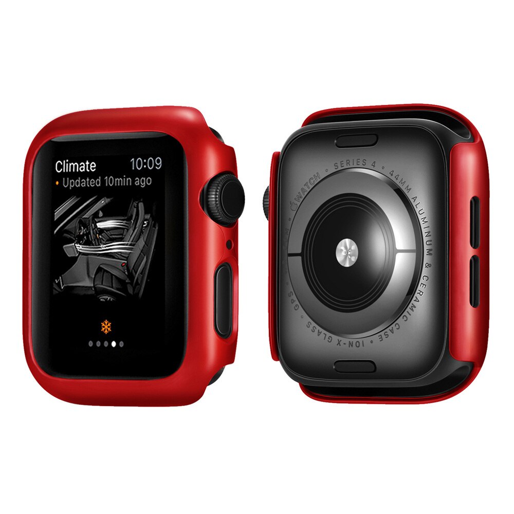 Coque de protection PC pour Apple Watch, pour Apple Watch série 6 5 4 3 2 38mm 42mm 40mm 44mm, protection antichoc pour iwatch 6 4 3, couvercle de cadre: Red / 44mm