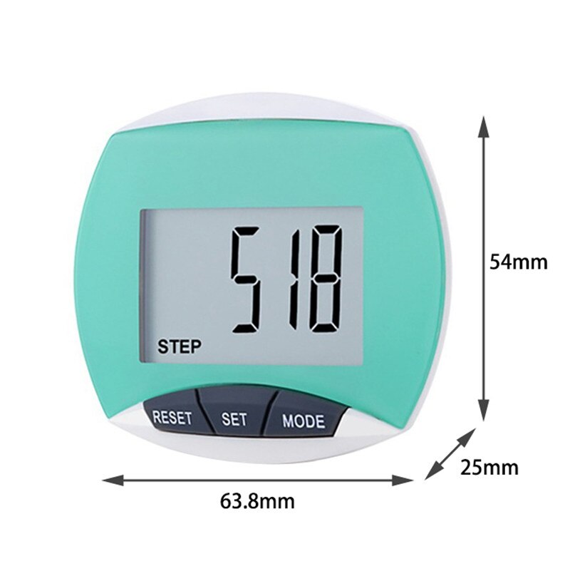 Walking Step Counter 3D Pedometer Waterproof Multi-functional Movement Calories Counting LCD Display Fitness Equipments: Green