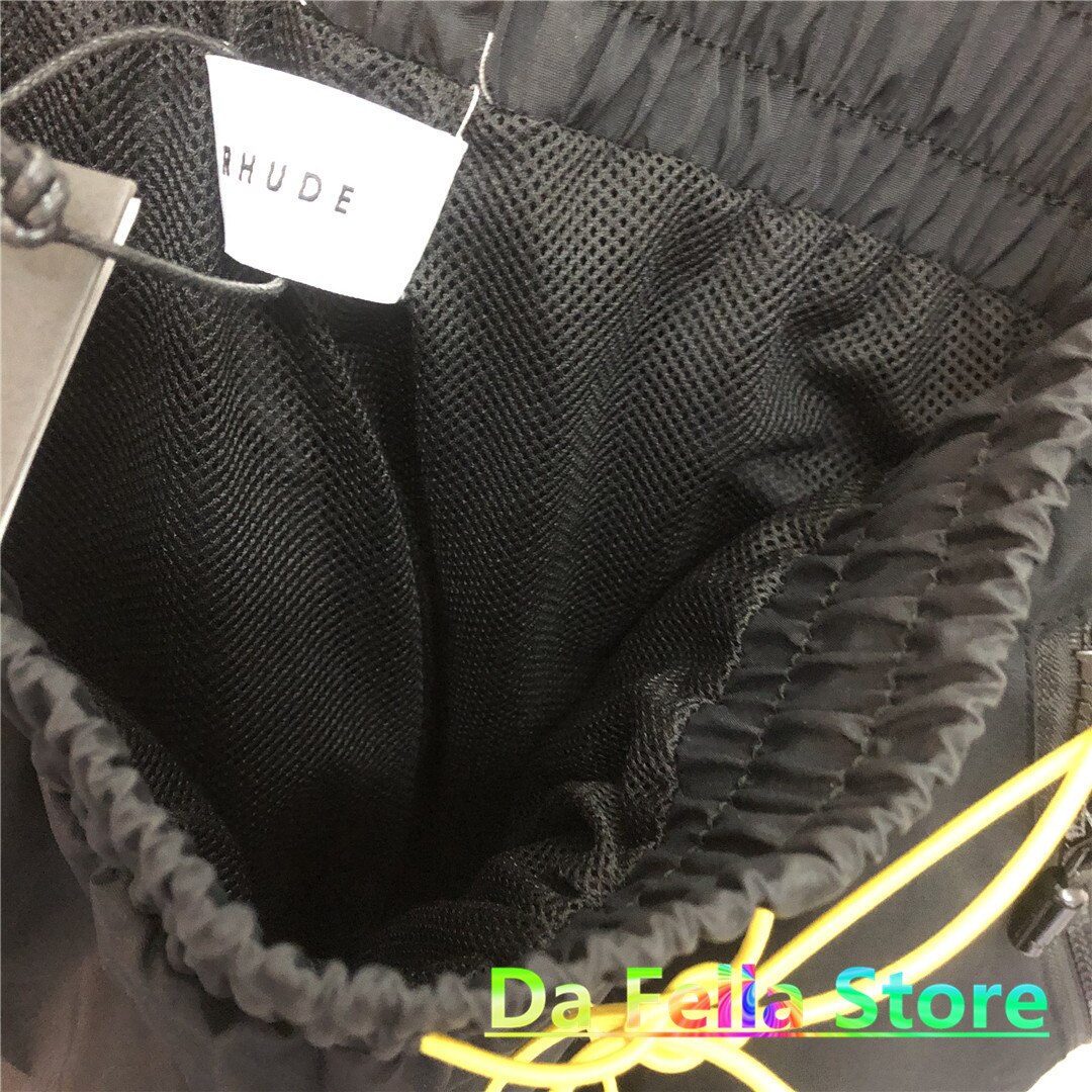Rhude Logo Shorts Mannen Vrouwen Geleidelijke Tekst Mark Gewassen Nylon Rhude Korte 1:1 Twin Rits Zakken