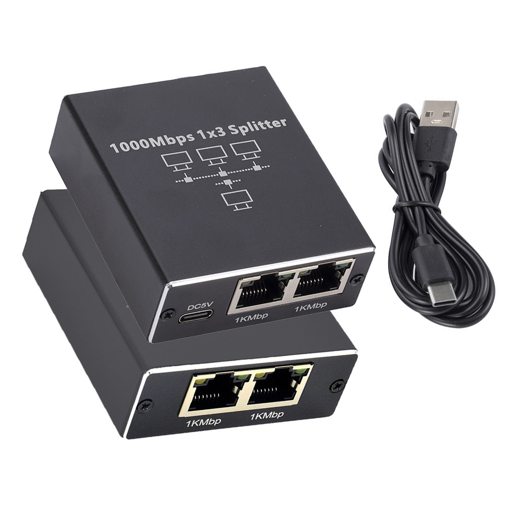 1000Mbps Ethernet Splitter RJ45 1X2 1X3 1X4 LAN Network Extender Adapter for PC Computer Router Switch Works At The Same Time: WHITE