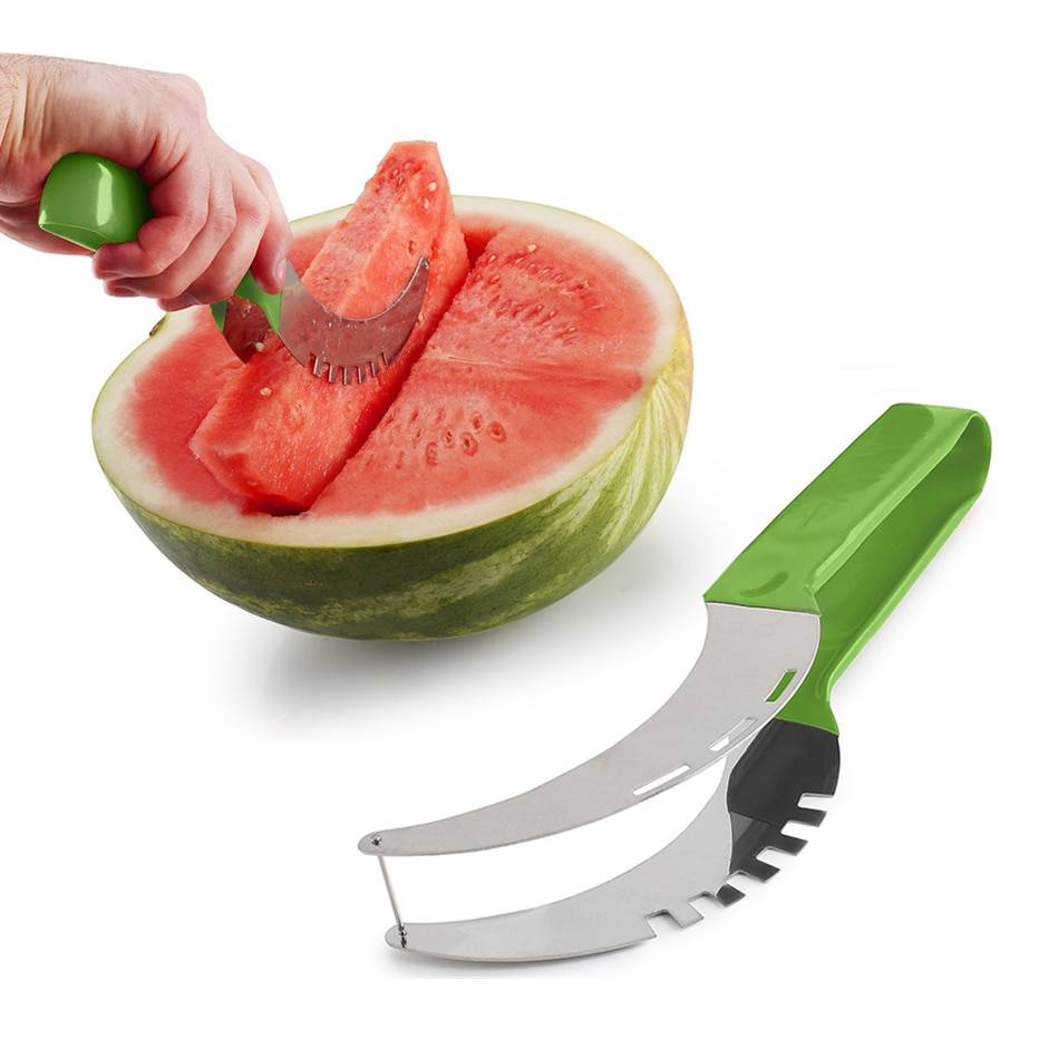 Basedidea Watermeloen Slicer Rvs Watermeloen Cutter Met Anti-Gleed Cover Snelle Meloen Snijders