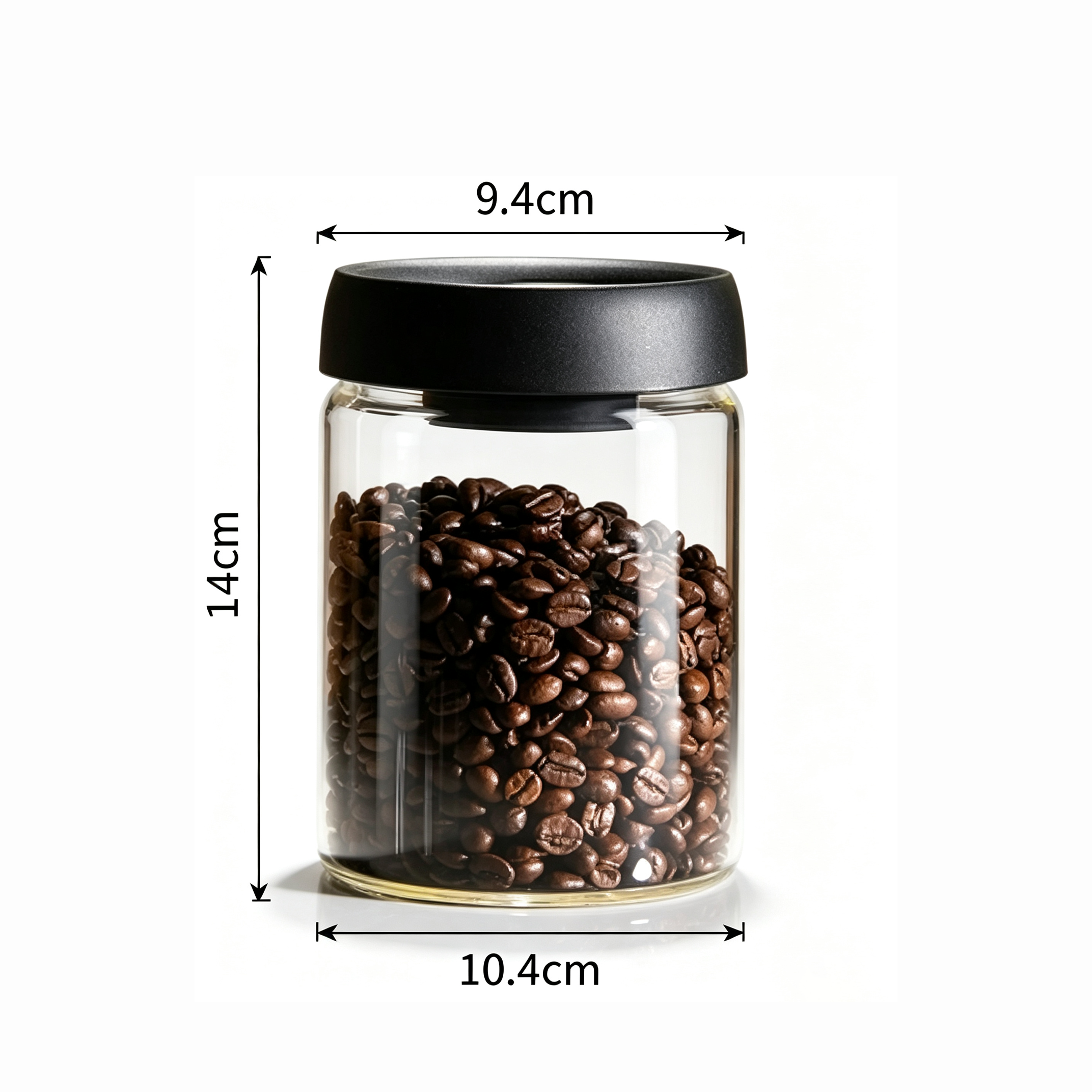 Vakuumversiegelter Behälter Kaffeebohnen-Aufbewahrung Glasflasche Transparenter Lebensmittel-Aufbewahrungsbehälter Feuchtigkeitsbeständiger Luftdichter Behälter: Grün