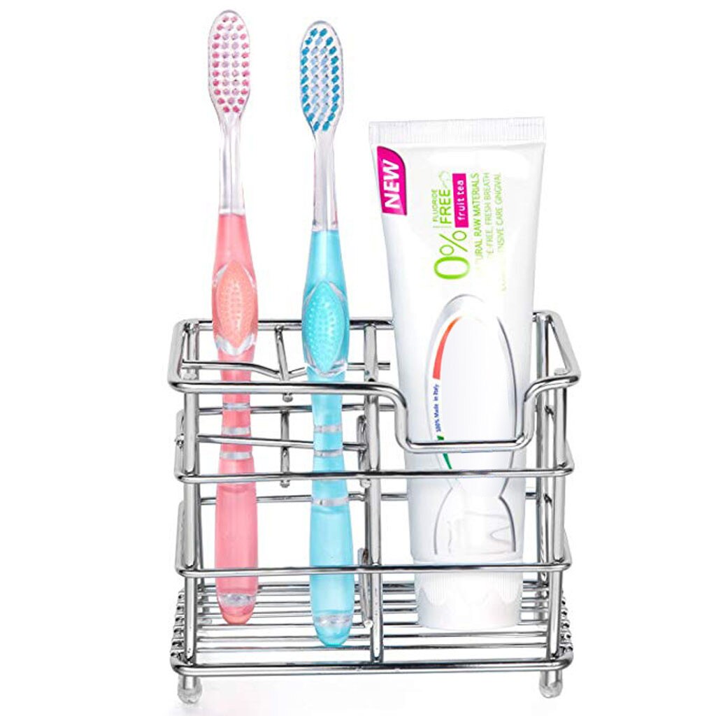 Toothbrush Holder Stainless Steel Multifunction Practical Bathroom Toothpaste Holder Stand Vertical Toothbrush Holder Storage