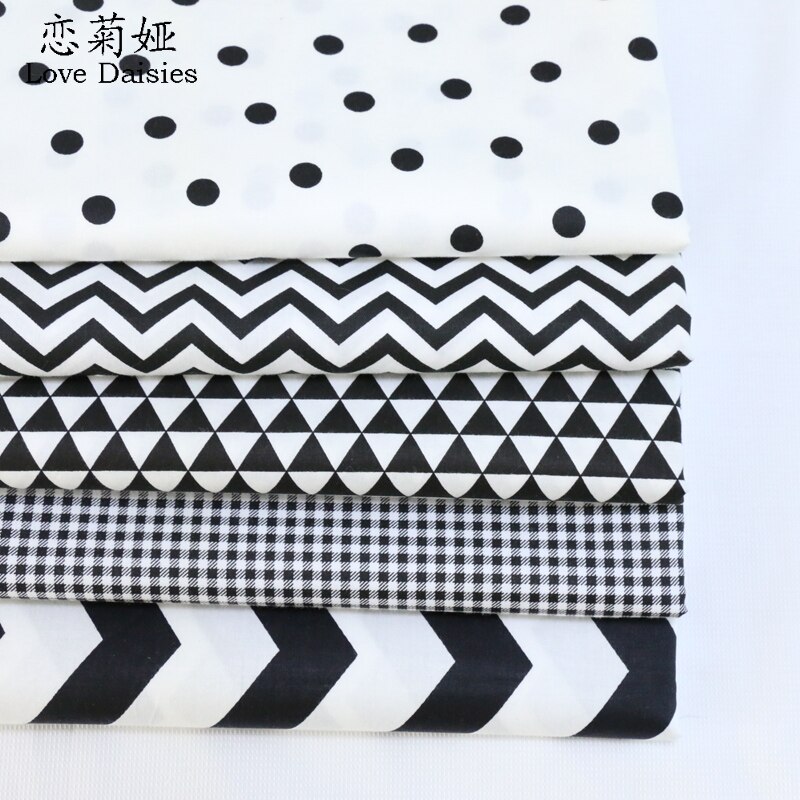 100% cotton twill cloth nordic wind black series dots zigzag check fabric for DIY kid sheet patchwork cushions handwork quilting