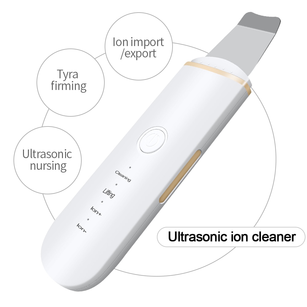 Ultrasonic Skin Scrubber Ion Skin Cleanser Spatula Face Cleaning Peeling Shovel Facial Pore Cleaner Skin Scraper Lifting Machine