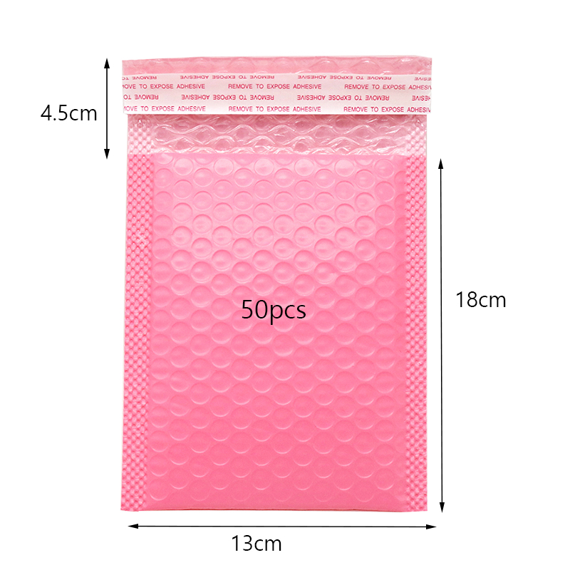 50pcs Express Packing Bag Bubble Envelope Pink Mail Envelope Lined Polymail Bag Self-sealing Book and Magazine Packing Bag: 13x15cm