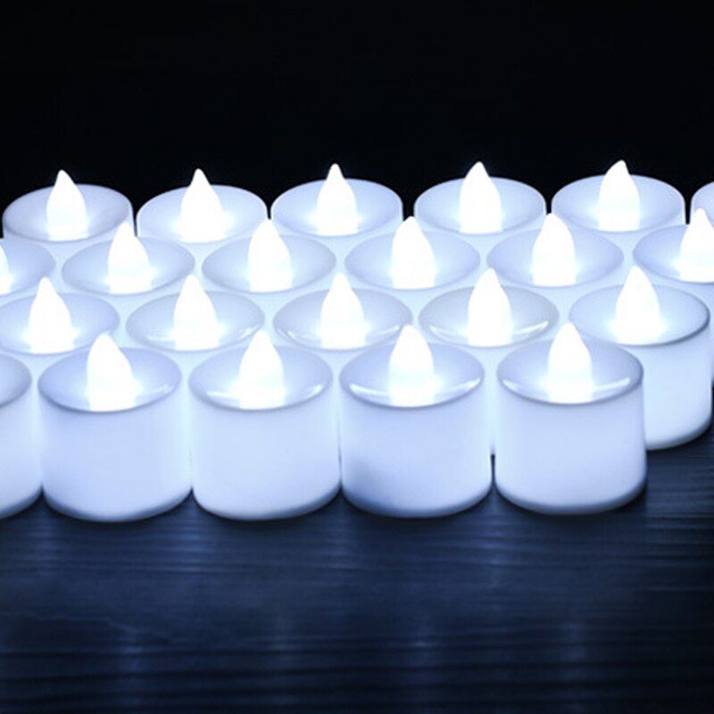 12 Pièces Coloré LED À Piles Bougies chauffe-plat Sans Flamme Mariage Décor Accessoires bougie D'anniversaire électronique Décoration: white light