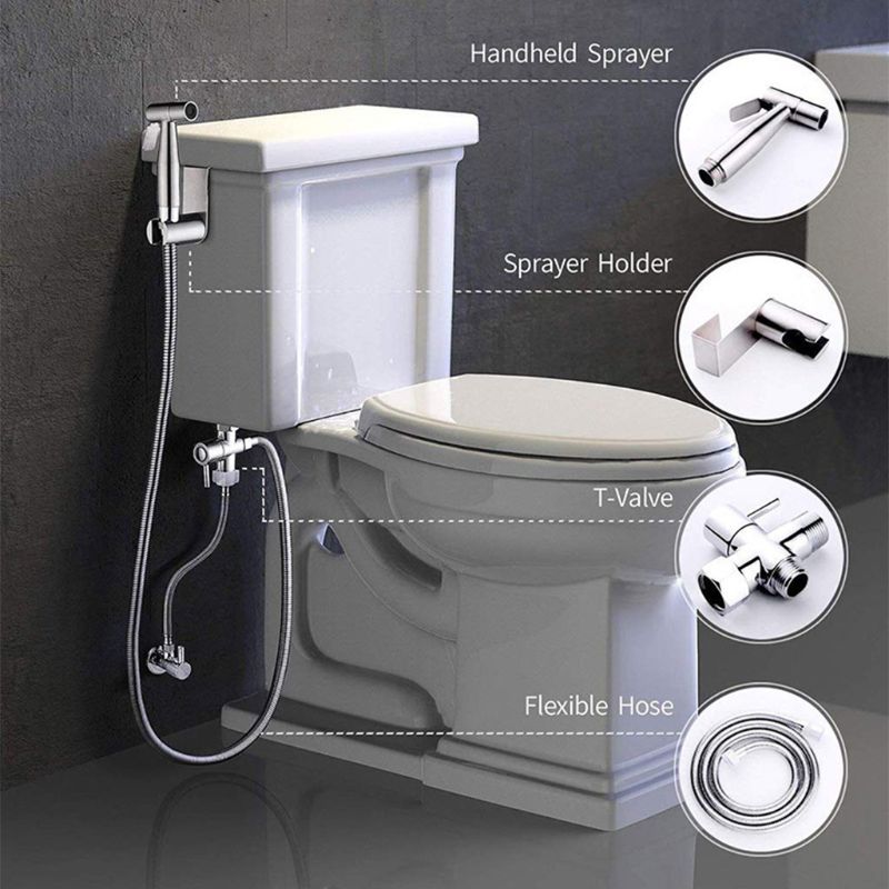 Håndholdt rustfritt stål bidet sprøyte bleie sprøyte sett til dårlig baby klut bleie bidet vedlegg toalett