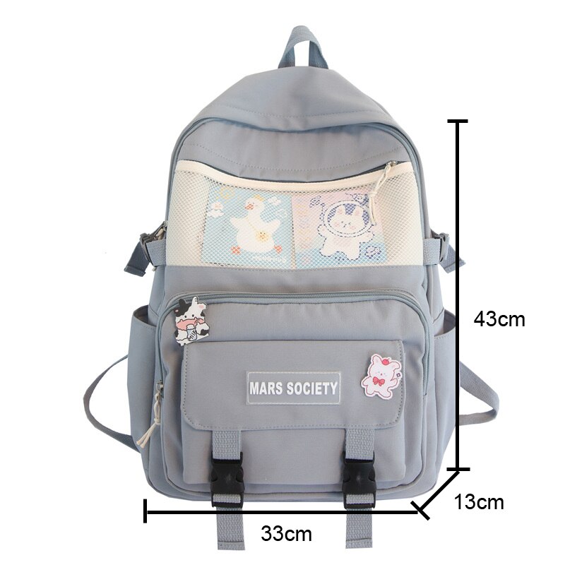 DIEHE Multifunction Nylon Women Backpack Female Transparent Pocket Small Travel Bag Girl Schoolbag Book Bag Kawaii Backpack
