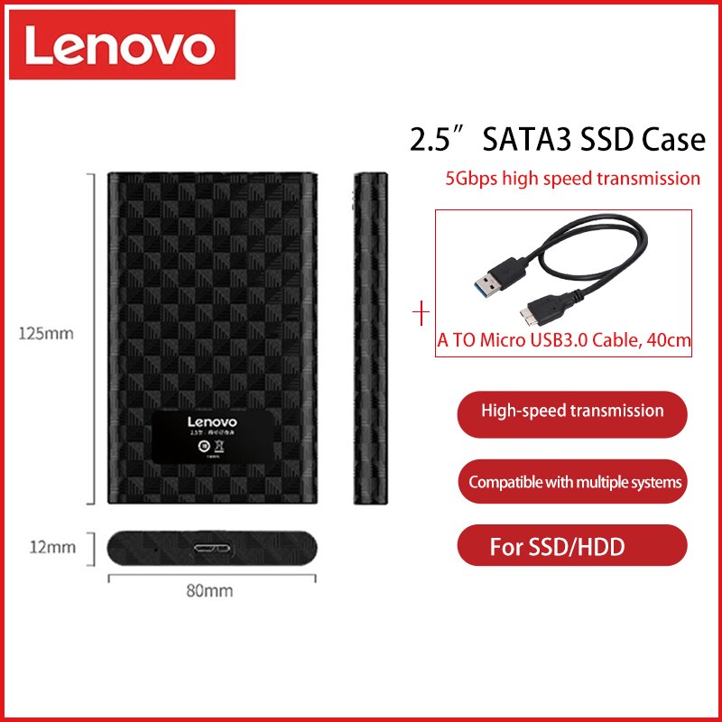 Lenovo ulkoinen hdd-kotelo ssd-kotelo kovalevy 2.5 tuuman sata usb 3.0 kannettavaan kiintolevy ulkoinen kotelo kannettava sovitin