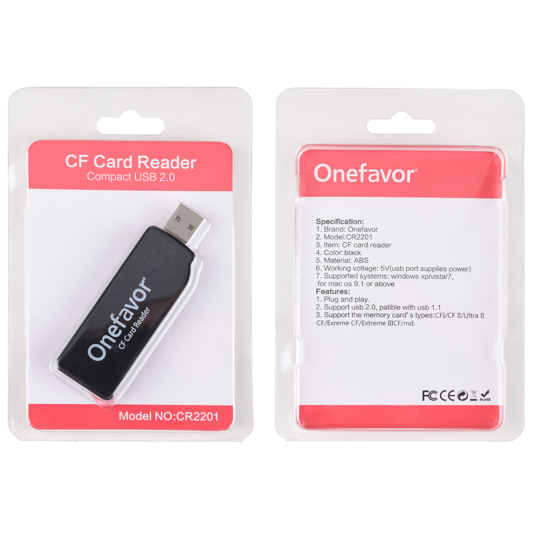 CF Card Reader Compact Flash Memory Card Reader CompactFlash Cards USB Reader/Writer High-Speed USB 2.0 CF Card Reader: 512GB