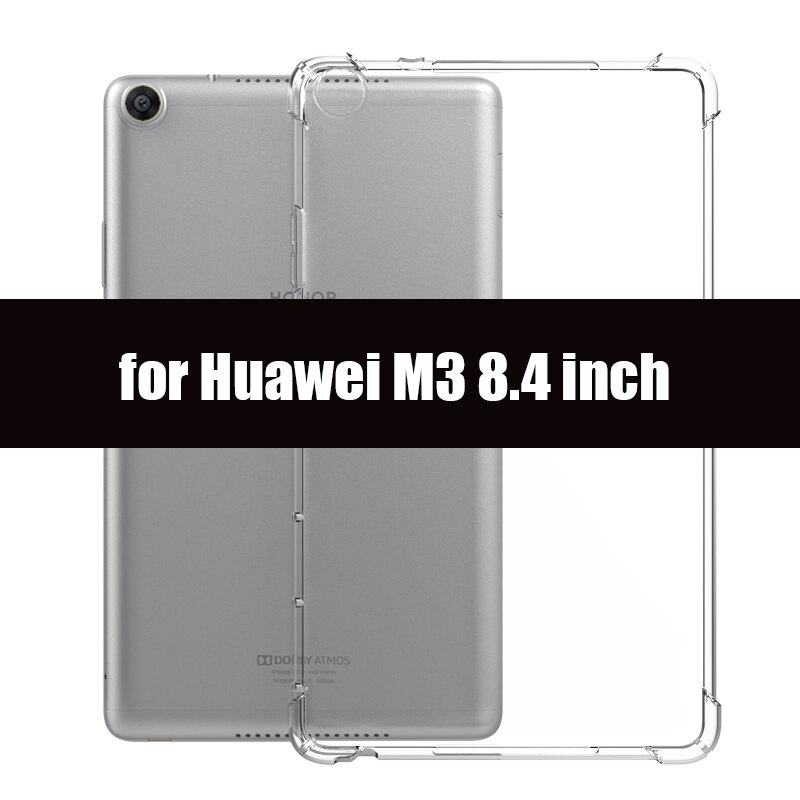 Hoesje voor huawei mediapad  m5 8.4 10.1 10.8 hoesje, transparant zacht siliconen hoesje voor huawei  t5 10.1 8 inch  t3 7/8/9.6 m3 hoesje: Voor  m3 8.4