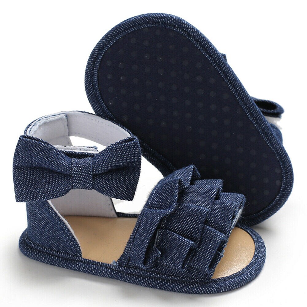 Pudcoco verano bebé infantil chico bebé niña suave suela sandalias TShoes Arco-Nudo de sandalias: Azul / 13