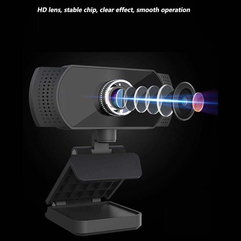 R70B Computer Camera, 720P HD Home Office with Microphone Live Teaching USB Webcam