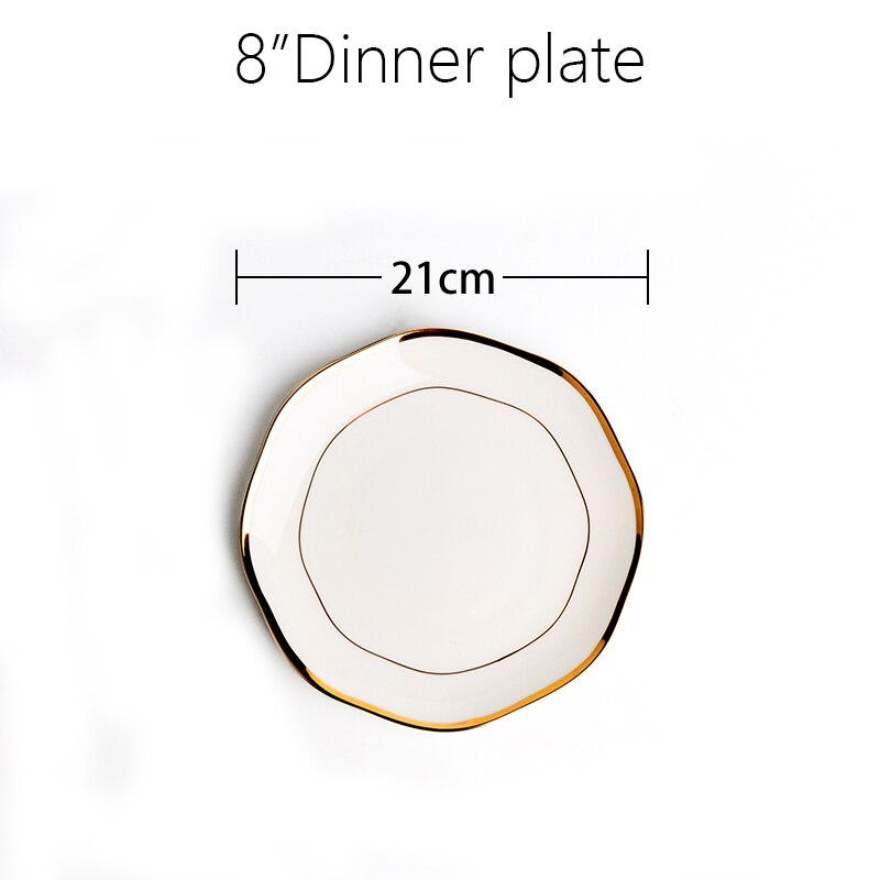 10 & 8 & 4 inch, real bone china dinner plate set, white porcelain plate, dishes for restaurant, white porcelain tray: 8 Dinner plate