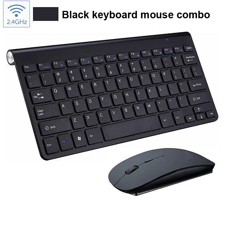 Cliry 2.4G Draadloze Toetsenbord en Muis Mini Multimedia Toetsenbord Muis Combo Set Voor Notebook Laptop Mac Desktop PC TV kantoor: Black Keyboard Mouse