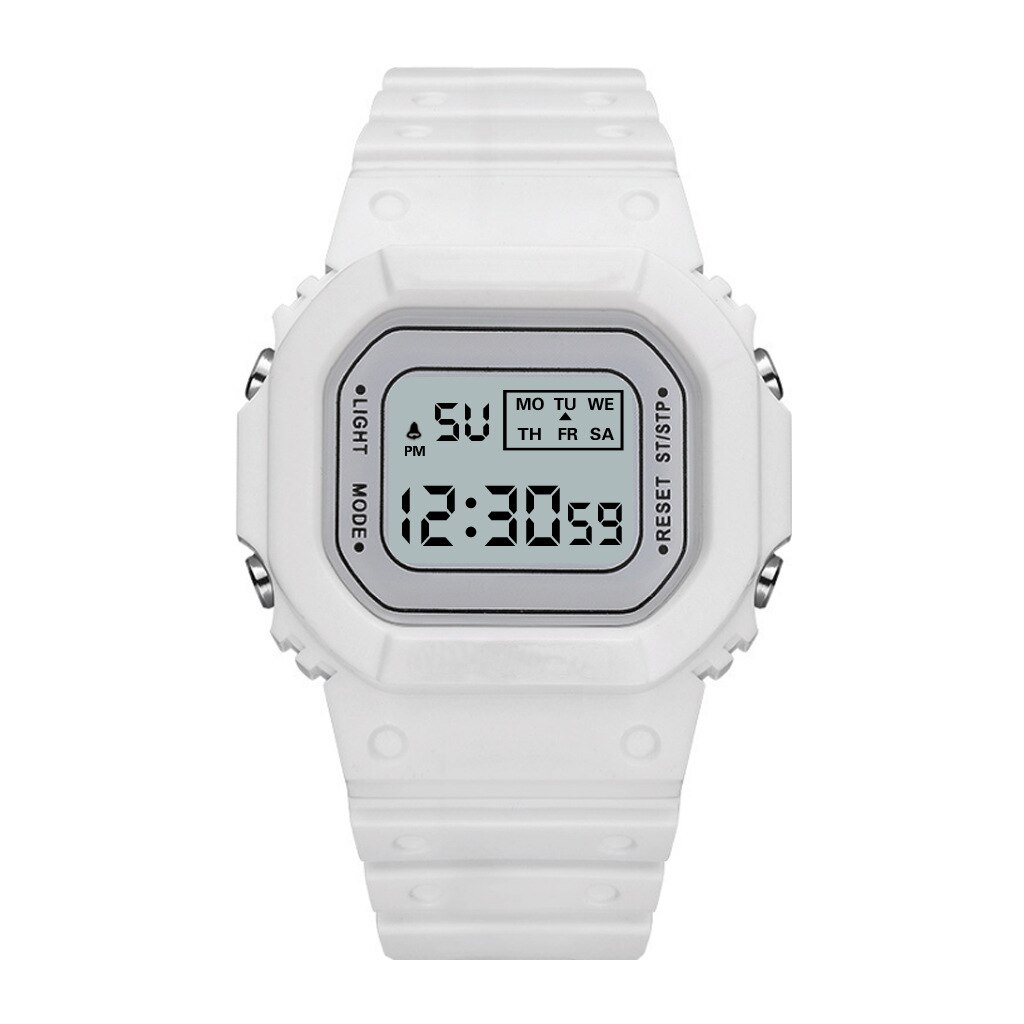 Transparent digital lysande klocka fyrkantig kvinnor klockor sport elektronisk armbandsur reloj mujer klocka: Vit