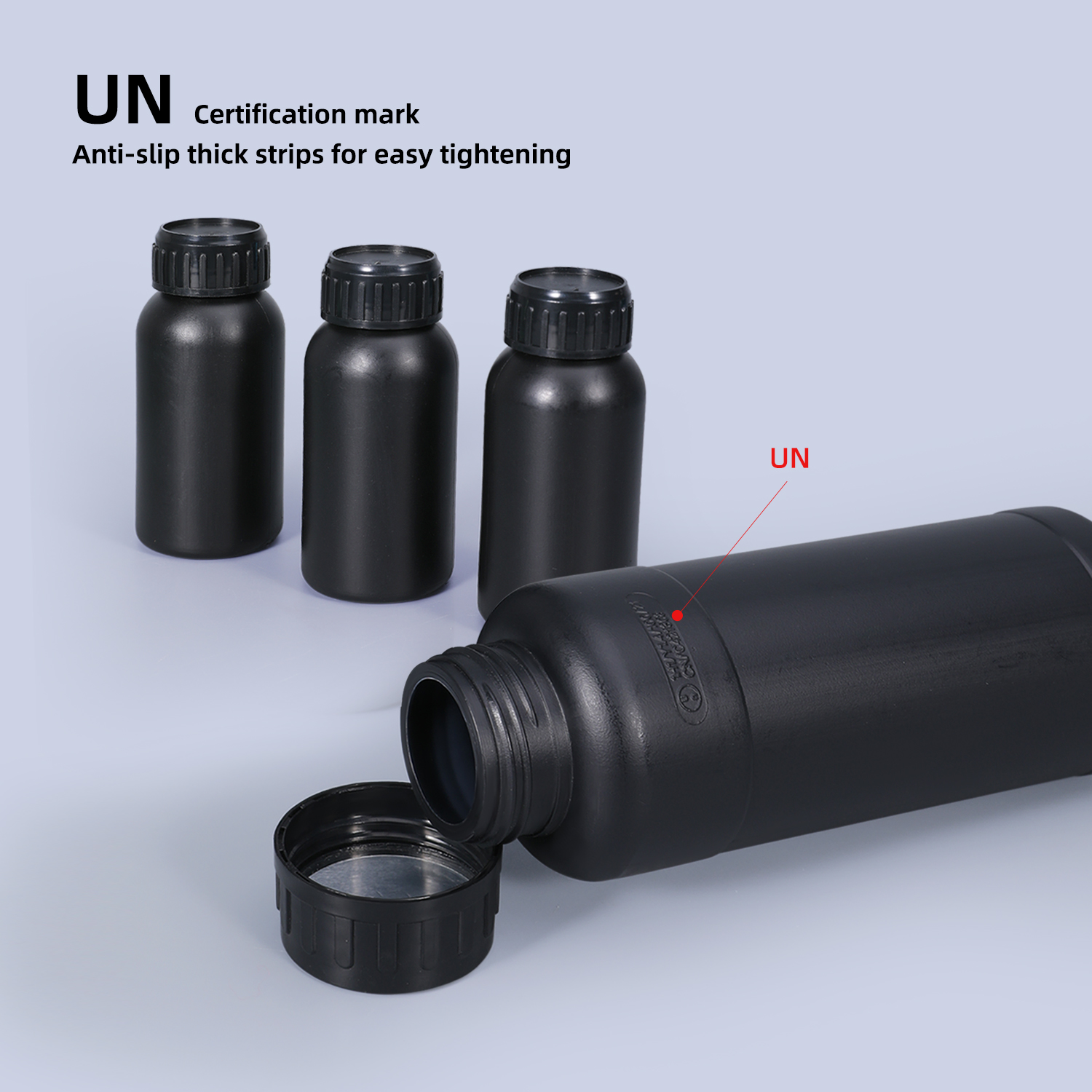 Bouteille de réactif en plastique noir 100ML-1000ML, flacon de alimentaire avec vis HDPE et bouchon, rechargeable, 1 pièce