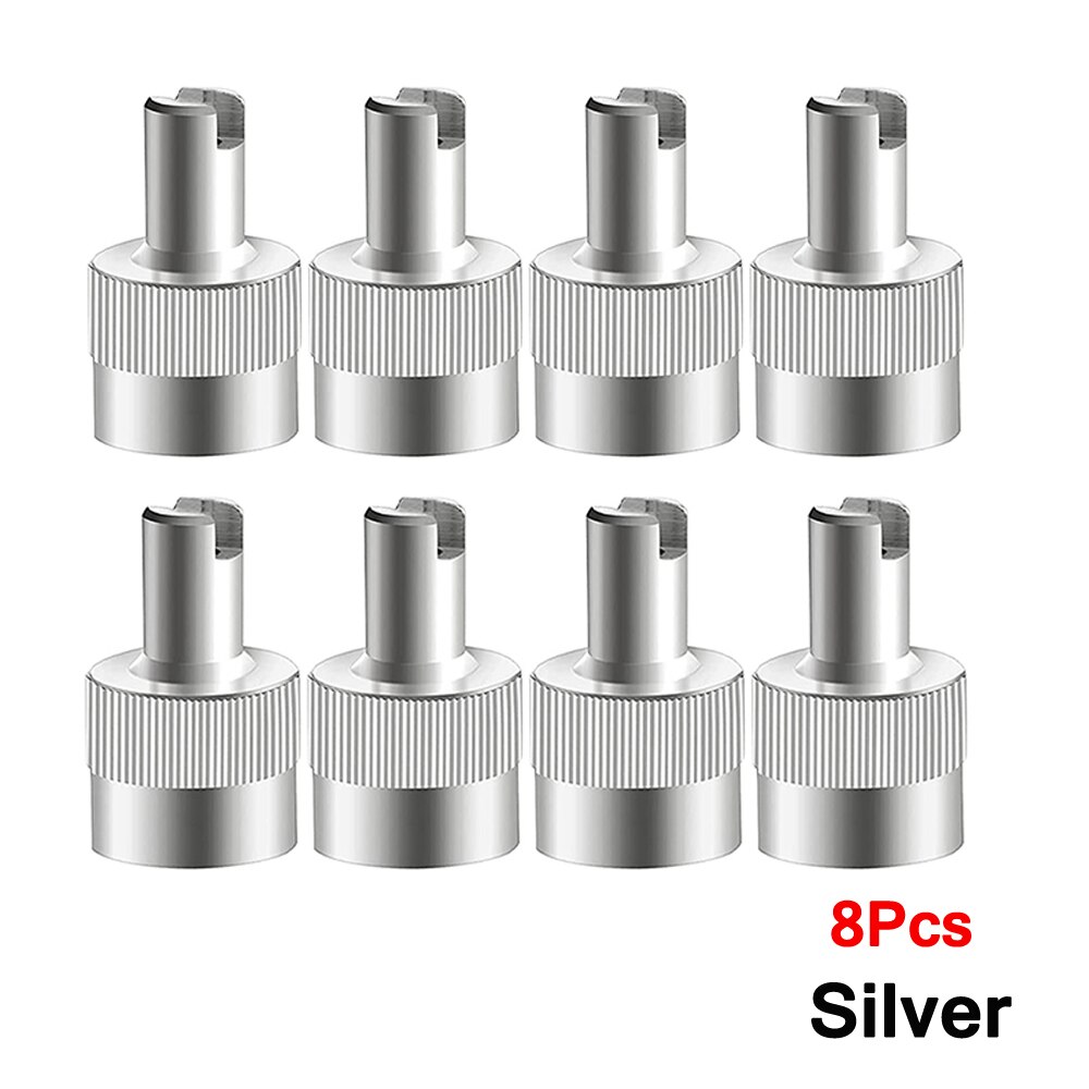 AUTCOAT 4/8Pcs Cuivre Fendue Fente Bouchon de Valve Avec Retrait de Noyau de Valve, Valve De Pneu D&#39;air Cache-Poussière Bouchon de Potence: C0654-Silver-8Pcs
