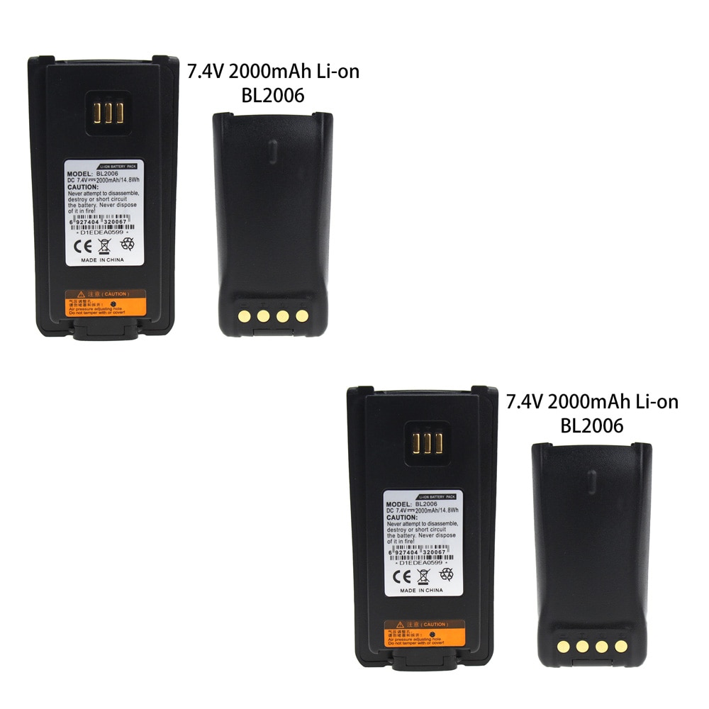 2X BL2006 Vervanging Twee Manier Radio Batterij voor Hytera PD700 PD780 BL2503 PD705 PD705G PD785 PD785G BL2006 Radio, 2000mAh