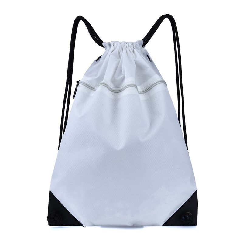 Trekkoord Rijden Rugzak Gym Kleding Schoenen Tas Waterdicht Grote Capaciteit Eco Vriendelijke Opvouwbare String Vrouwen Boodschappentas: White-S