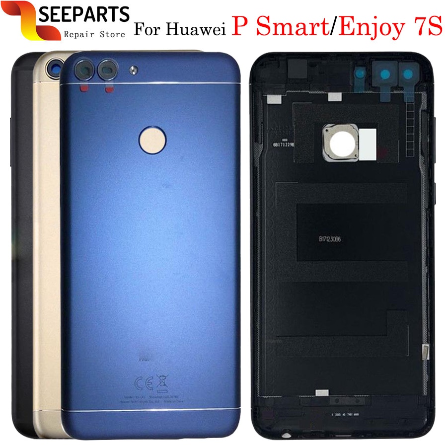 Huawei P Smart Battery Cover Rear Door Housing Back Case Replacement Camara lens FIG-LX1 Phone For Huawei Enjoy 7S Battery Cover